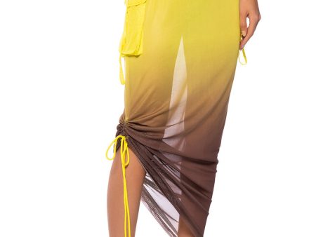 SUNSET OMBRE MESH ADJUSTABLE MIDI SKIRT Online Sale