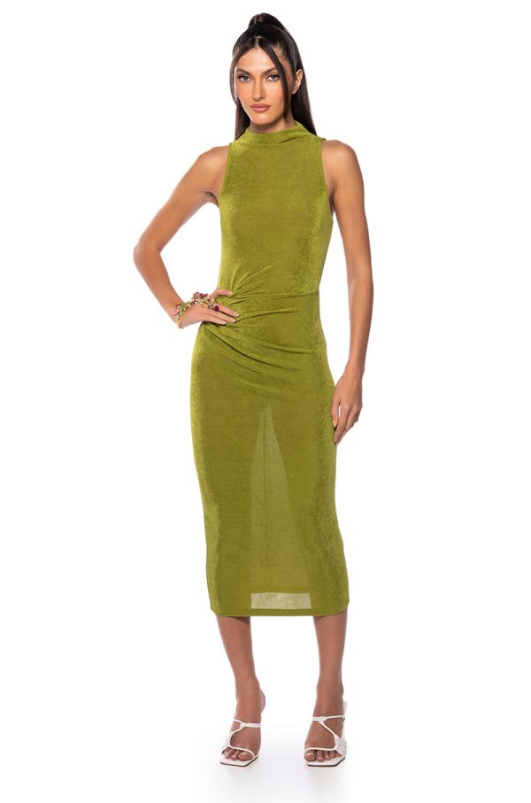 VERONICA SLINKY RUCHED MIDI DRESS Discount