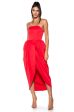 TULIP SKIRT SPAGHETTI STRAP MIDI DRESS IN RED on Sale