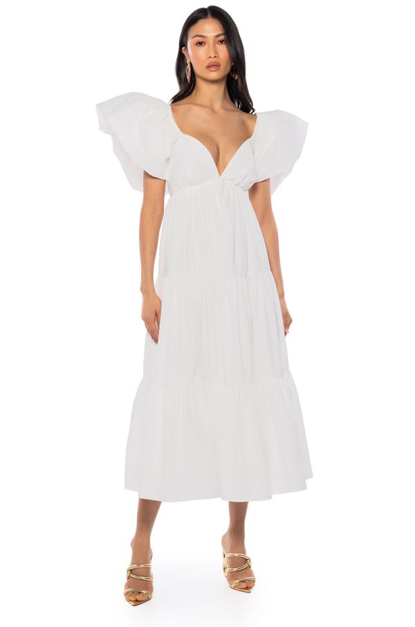 ANGELINA PUFF SLEEVE MAXI DRESS IN WHITE Supply