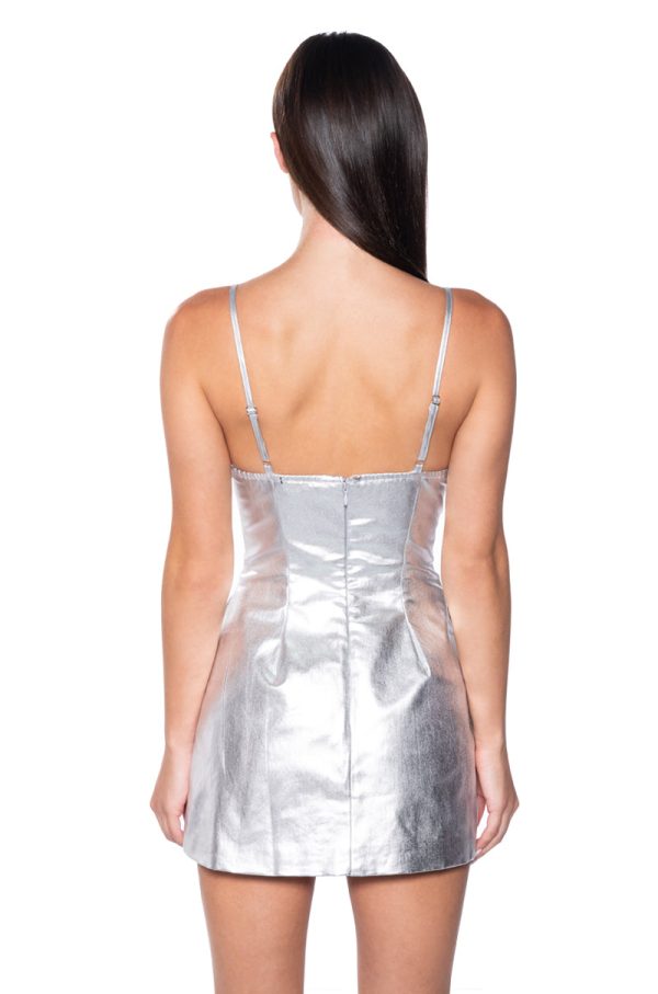 THE GREAT ESCAPE METALLIC SILVER MINI DRESS Supply