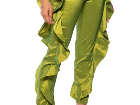 MELANIE RUFFLE DETAILED JOGGER IN LIME Online Sale