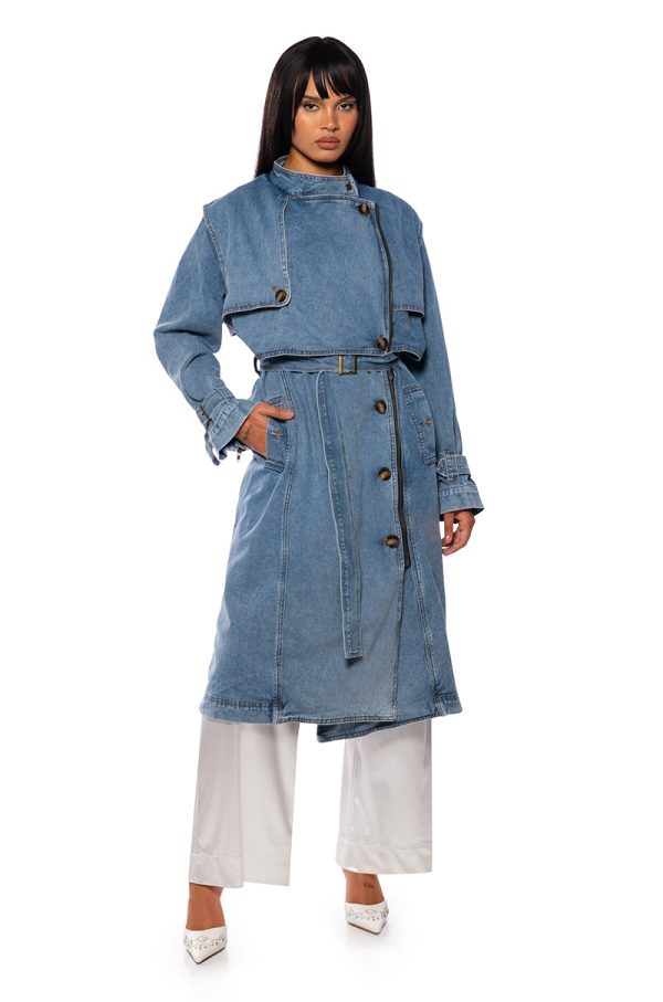 TOOK A WALK ON BLOOME DENIM TRENCH Online Hot Sale