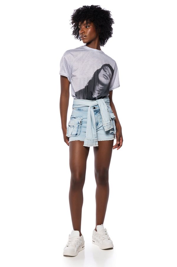 AALIYAH DISTRESSED GRAPHIC TEE For Sale