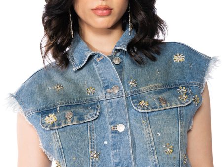 Y2K RHINESTONE MINI DENIM SKIRT on Sale