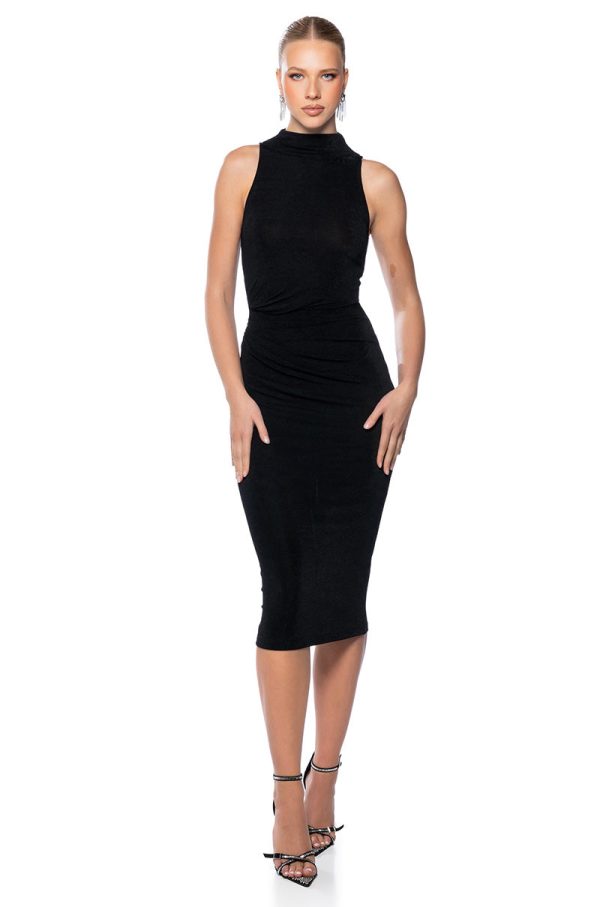 VERONICA SLINKY RUCHED MIDI DRESS For Discount