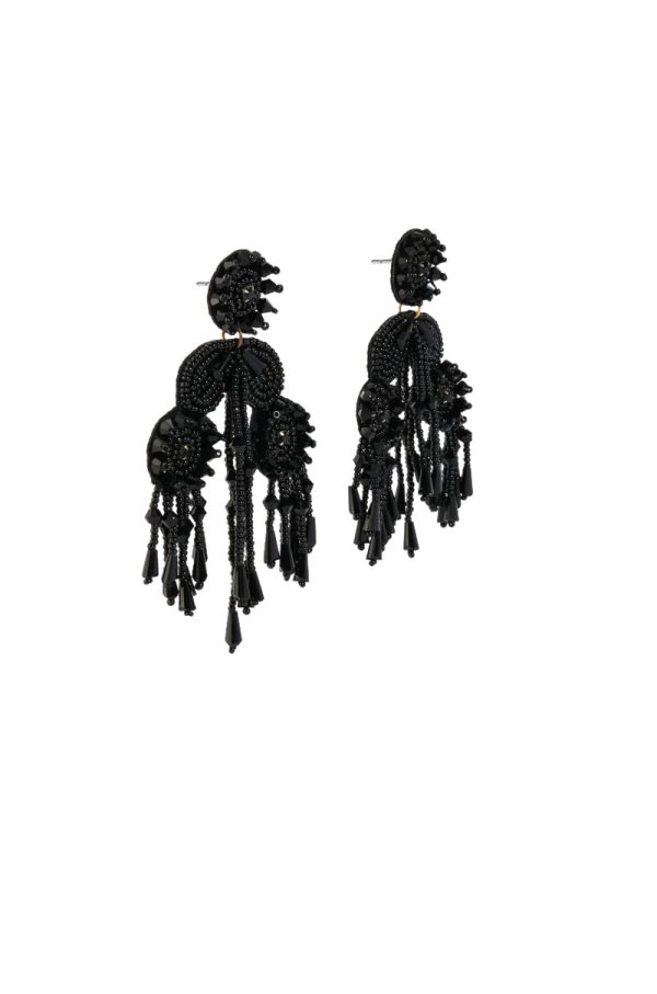 ANGELINA BEADED EARRING IN BLACK Cheap