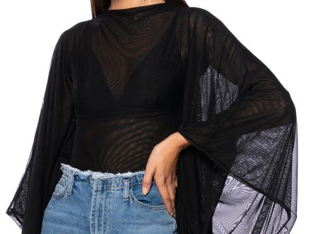 ADORE BELL SLEEVE MESH TOP Supply