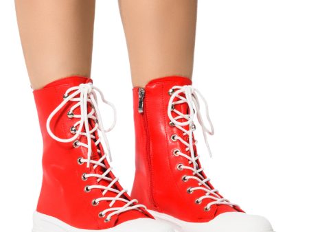 AZALEA WANG SOUTH RED HIGH TOP SNEAKER Cheap