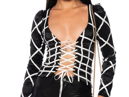 VALENTINA LACE UP LONG SLEEVE BLOUSE Sale