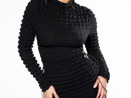 SULTRY LONG SLEEVE MOCK NECK CUT OUT MINI DRESS Online