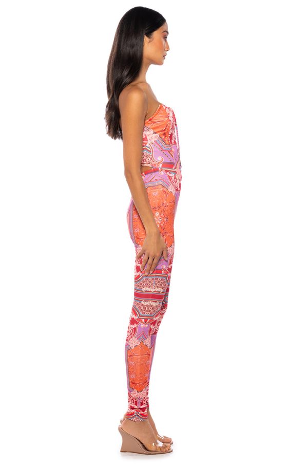 UNMATCHED PATTERNED CORSET JUMPSUIT Online now