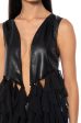 UH OH HONEY WATERFALL RUFFLE VEST IN BLACK on Sale