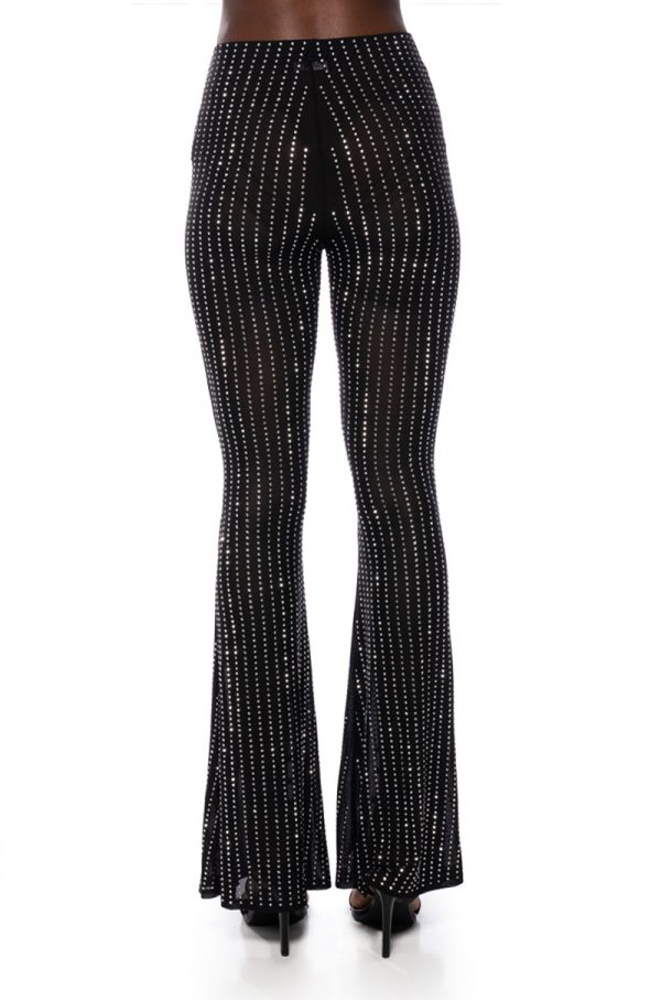 TAMERA RHINESTONE MESH FLARE PANT Online now