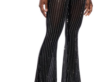 TAMERA RHINESTONE MESH FLARE PANT Online now