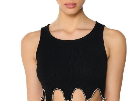 THE MEDUSA CROP RHINESTONE DETAIL TANK Hot on Sale