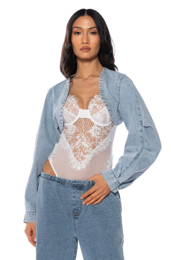 ULTRA CROP DENIM BOLERO JACKET Online now