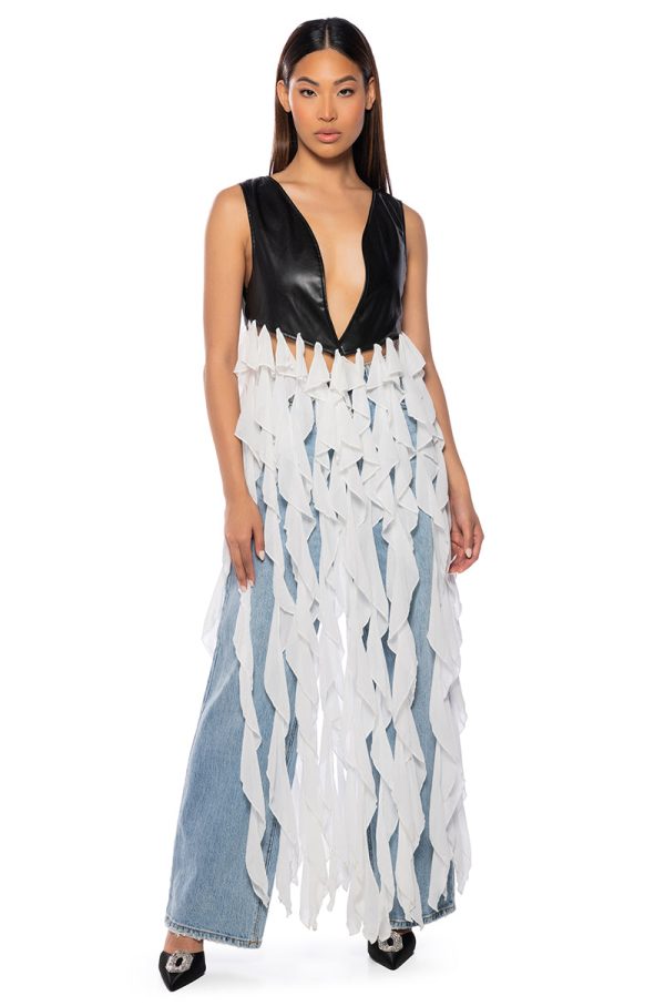 UH OH HONEY WATERFALL RUFFLE VEST Sale