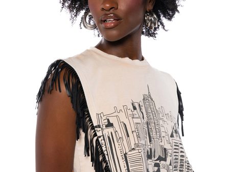 WILD WILD WEST FRINGE CROPPED TSHIRT For Sale