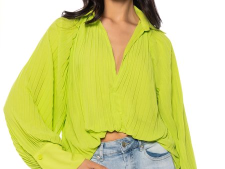 TALK TO ME PLEATED LONG SLEEVE BLOUSE Online now