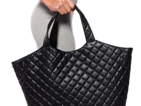 THORNE QUILTED PU TOTE BAG IN BLACK Online