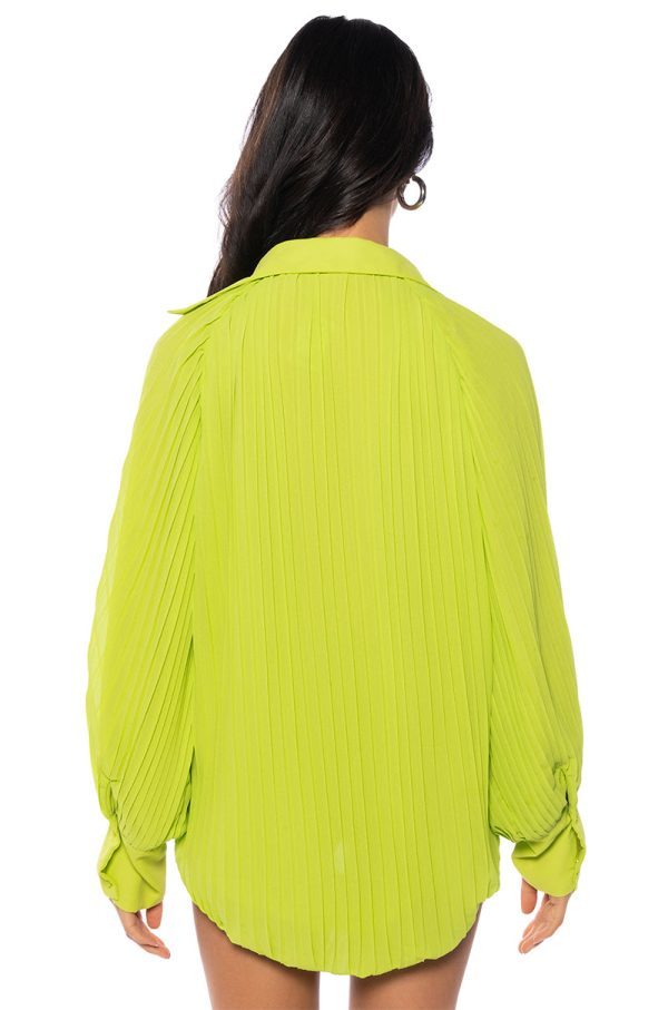 TALK TO ME PLEATED LONG SLEEVE BLOUSE Online now