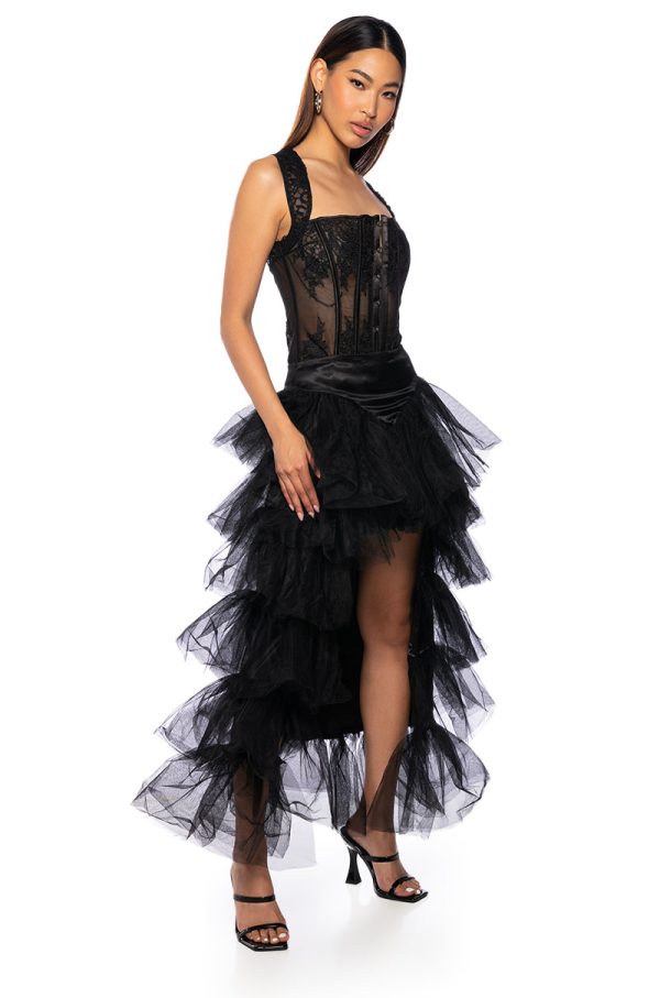 THE AWARD SHOW TULLE HIGH LOW SKIRT IN BLACK Discount