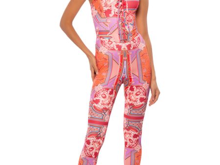 UNMATCHED PATTERNED CORSET JUMPSUIT Online now