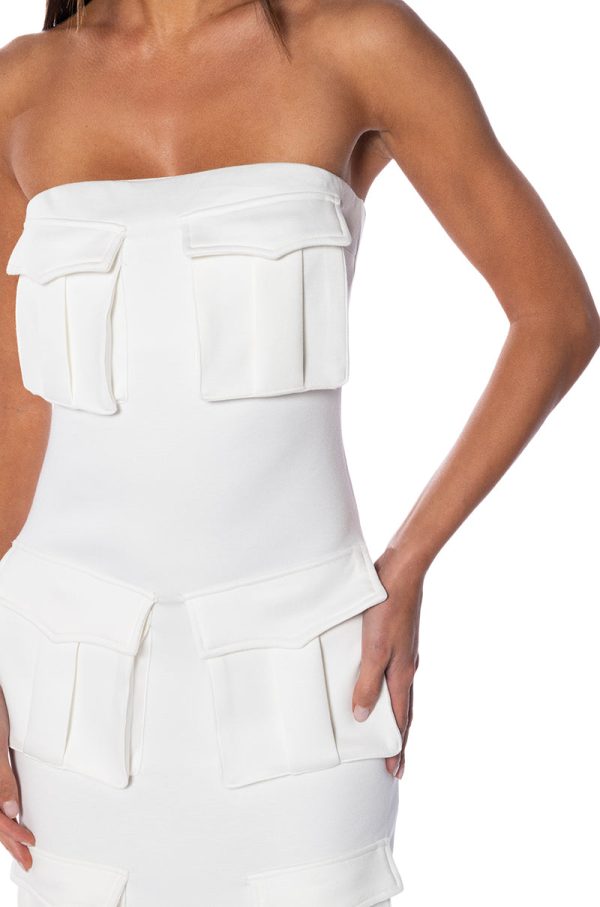 UTILITY DETAIL STRAPLESS MIDI DRESS Online Sale