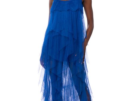 TOP TIER RUFFLE MAXI DRESS ROYAL BLUE Hot on Sale