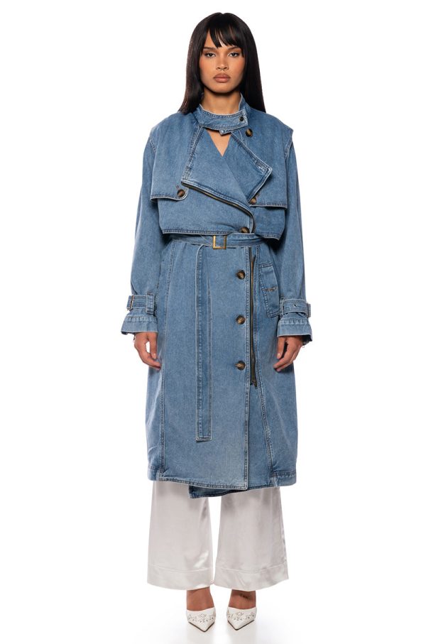 TOOK A WALK ON BLOOME DENIM TRENCH Online Hot Sale