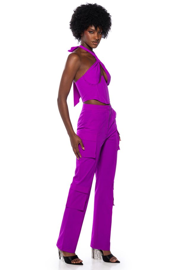 VIOLET HIGH WAIST CARGO PANT For Sale