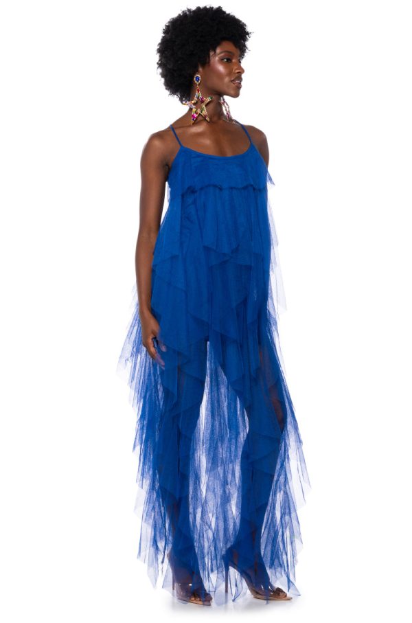 TOP TIER RUFFLE MAXI DRESS ROYAL BLUE Hot on Sale