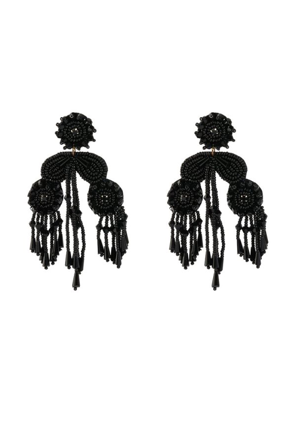 ANGELINA BEADED EARRING IN BLACK Cheap