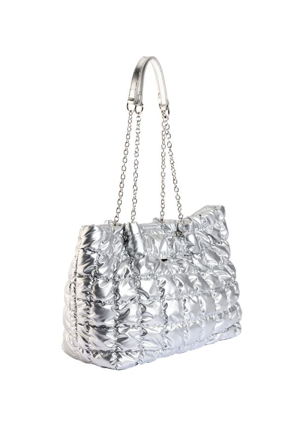 YONA QUILT TOTE BAG IN SILVER Online now