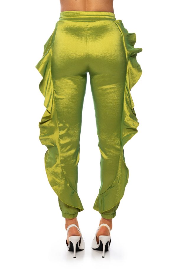 MELANIE RUFFLE DETAILED JOGGER IN LIME Online Sale