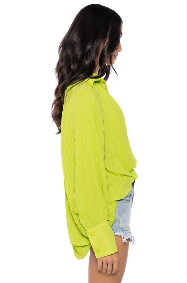 TALK TO ME PLEATED LONG SLEEVE BLOUSE Online now