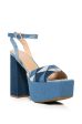 THRILLED CHUNKY PLATFORM SANDAL IN DENIM Online Hot Sale