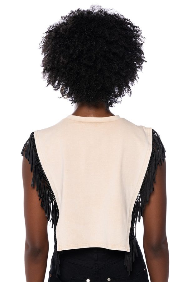 WILD WILD WEST FRINGE CROPPED TSHIRT For Sale