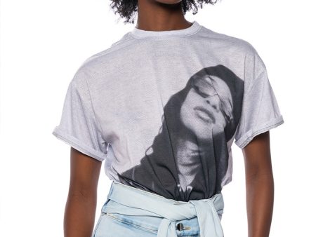 AALIYAH DISTRESSED GRAPHIC TEE For Sale