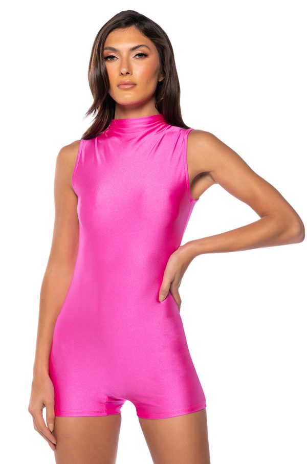 THE CASSIE SLEEVELESS SLINKY ROMPER IN FUCHSIA Supply