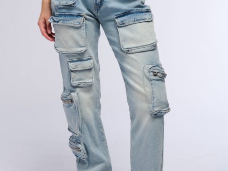 ALL OVER POCKET DETAIL RELAXED FIT JEANS Online Hot Sale