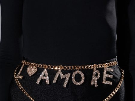 THAT S AMORE RHINESTONE CHAIN BELT Supply