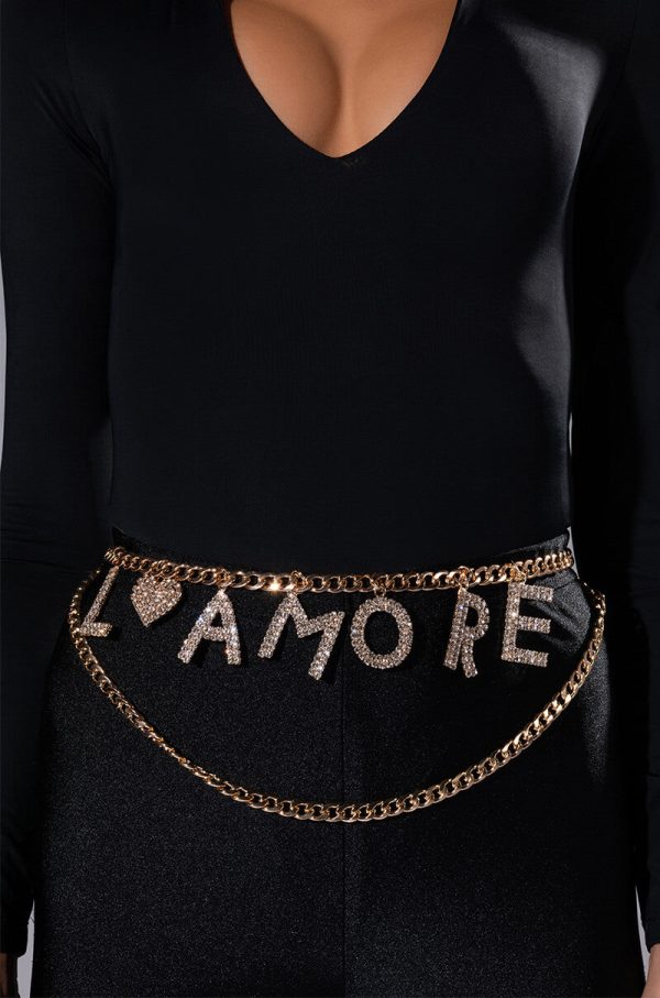 THAT S AMORE RHINESTONE CHAIN BELT Supply