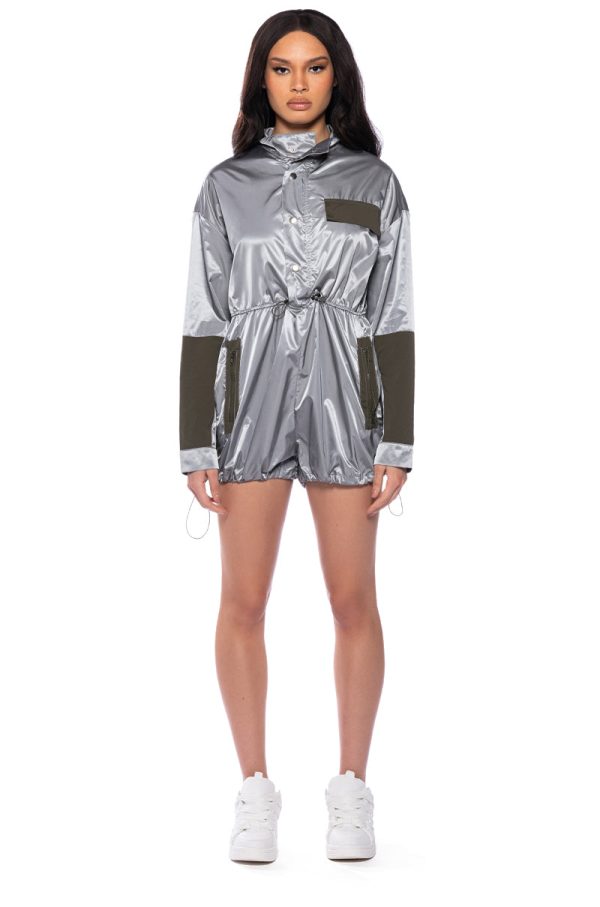 UNBOTHERED SPORTY LONG SLEEVE ROMPER on Sale