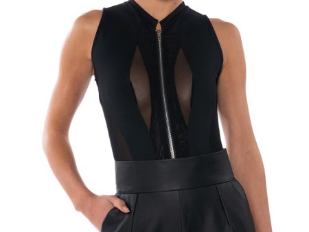 ZIPPER DETAIL SLEEVELESS BODYSUIT Discount