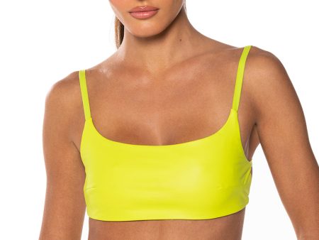 ULTRA LUX FAUX LEATHER BRALETTE IN LIME GREEN Online now