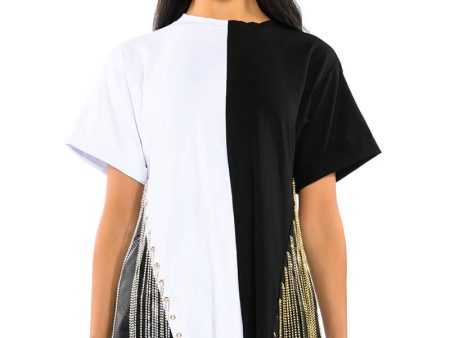 ABOVE AVERAGE HALF HALF CHAIN DETAIL OVERSIZED TEE Sale