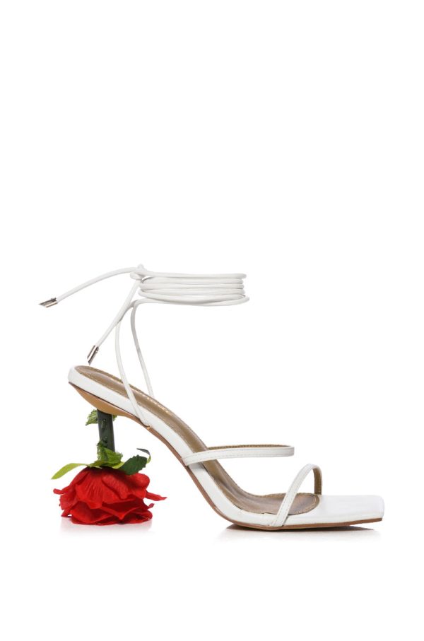 THRONE WHITE ROSE HEEL SANDAL Cheap