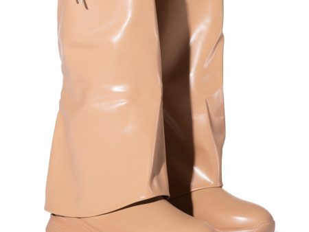 TRIPLE SEC FOLD OVER FLAT BOOT IN NUDE Sale